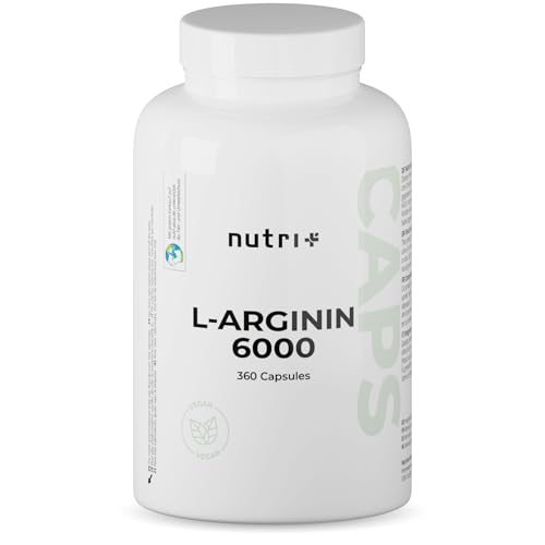 Nutri + L-Arginin Base Kapseln vegan hochdosiert fermentiert laborgeprüft - 360 Caps...