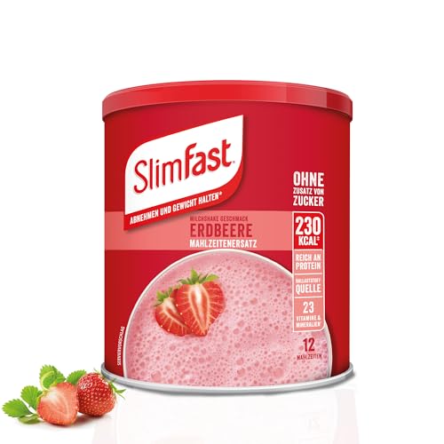 SlimFast Milchshake Pulver Erdbeere I Kalorienreduzierter Diät-Shake mit hohem...