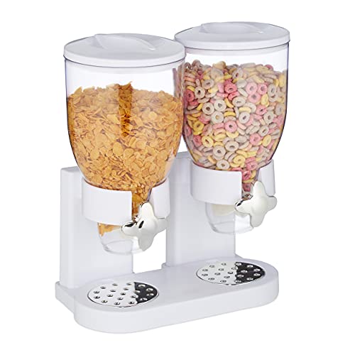 Relaxdays 10026444_49 Relaxdays Müslispender doppelt, mit Portionierer, Cornflakes &...