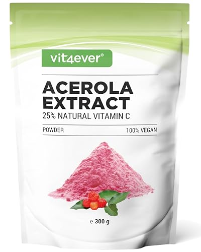 Acerola Pulver - 300 g (6,6 Monate Vorrat) - Natürliches Vitamin C - 200...