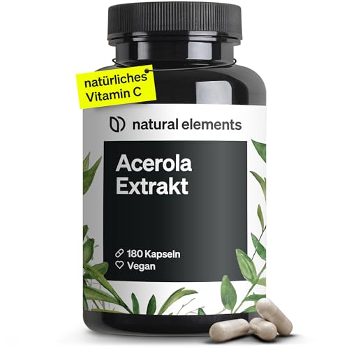 Acerola Extrakt mit Vitamin C – hochdosiert, vegan – 180 Kapseln für 6 Monate...