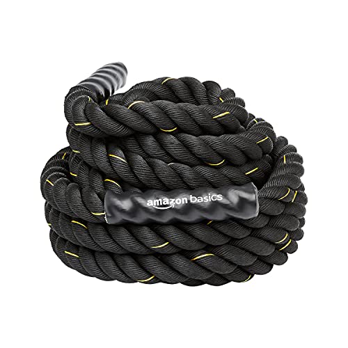 Amazon Basics Trainingsseil Battle Rope, 12 m x 5 cm, Schwarz