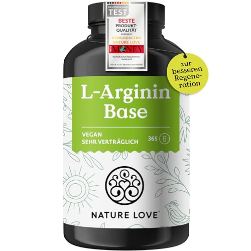 NATURE LOVE® L-Arginin Base mit Citrullin - 365 Kapseln - Hochwertiges pflanzliches...