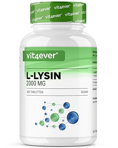 L-Lysin 2000-365 Tabletten - 1000 mg pro EINER Tablette - Aus pflanzlicher...