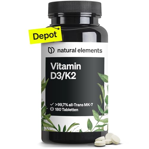 Vitamin D3 + K2 Depot – 180 Tabletten – Premium-Qualität: K2VITAL® von Kappa...