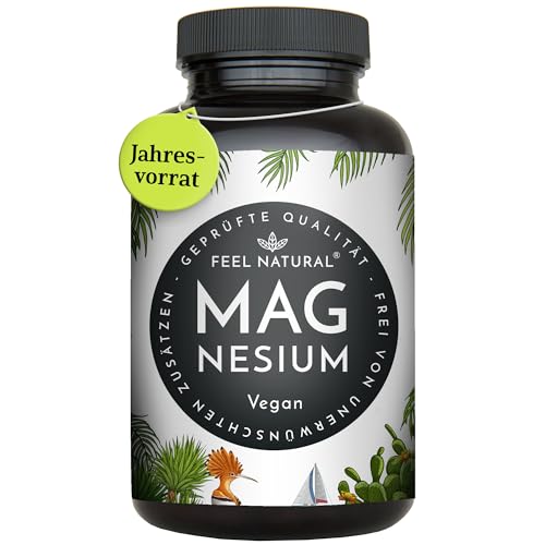 Magnesium Kapseln - 365 Stück (1 Jahr). 664mg je Kapsel, davon 400mg ELEMENTARES...