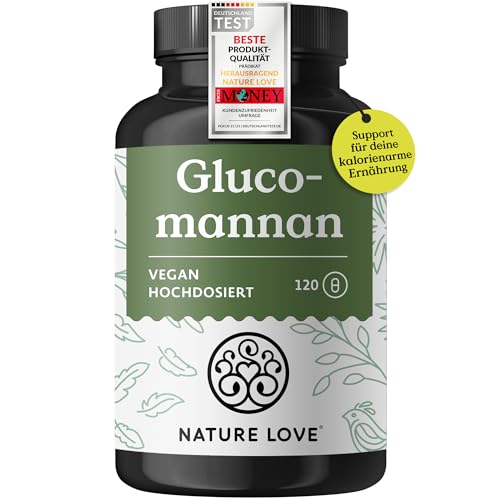 NATURE LOVE® Glucomannan aus der Konjak Wurzel - 120 Kapseln. - Hochdosiert - 4000mg...