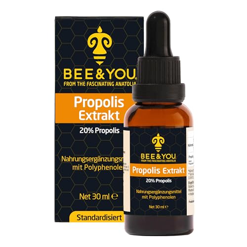 BEE&YOU Propolis Tinktur, Propolis Tropfen 20% (30ml) standardisiert, Zusatzstoffe,...