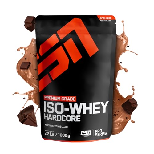 ESN IsoWhey Hardcore Proteinpulver, Chocolate, 1 kg, Bis zu 26 g Protein pro Portion,...