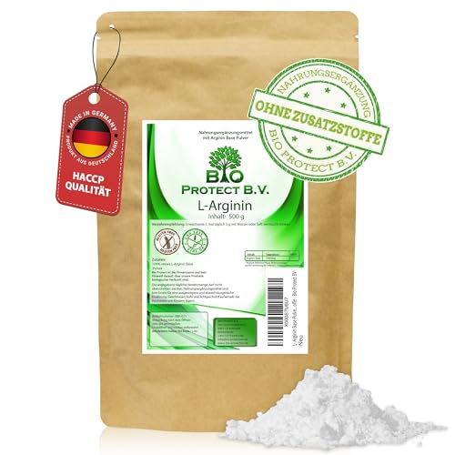 L- Arginin Base Pulver 500 Gramm - 100% ohne Zusatzstoffe - reinstes Arginin Pulver...