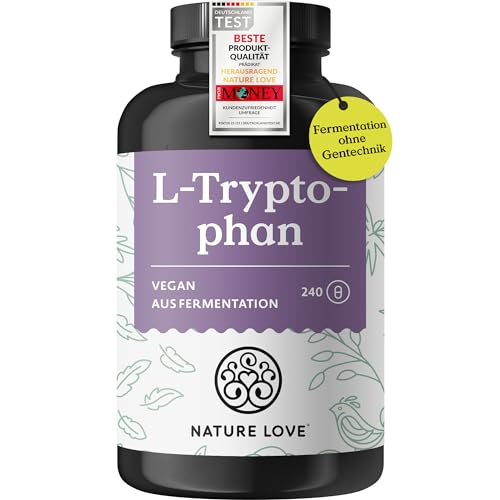 NATURE LOVE® L-Tryptophan - 240 Kapseln, laborgeprüft, hochdosiert mit 500 mg je...