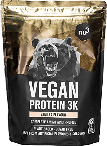 nu3 Vegan Protein 3K Shake (1kg) - Protein Pulver vegan Vanille mit Sonnenblumen...