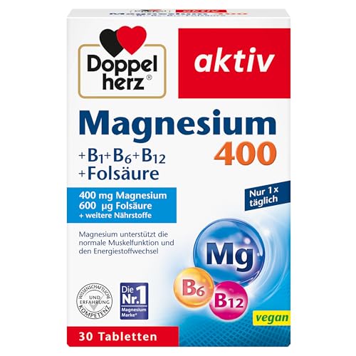 Doppelherz Magnesium 400 + B1 + B6 + B12 + Folsäure - Magnesium unterstützt die...