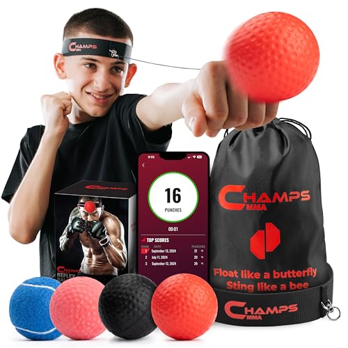 Champs MMA Boxing Reflex Balls Set of 4-Boxing Ball Gear of with Varying Weights with...